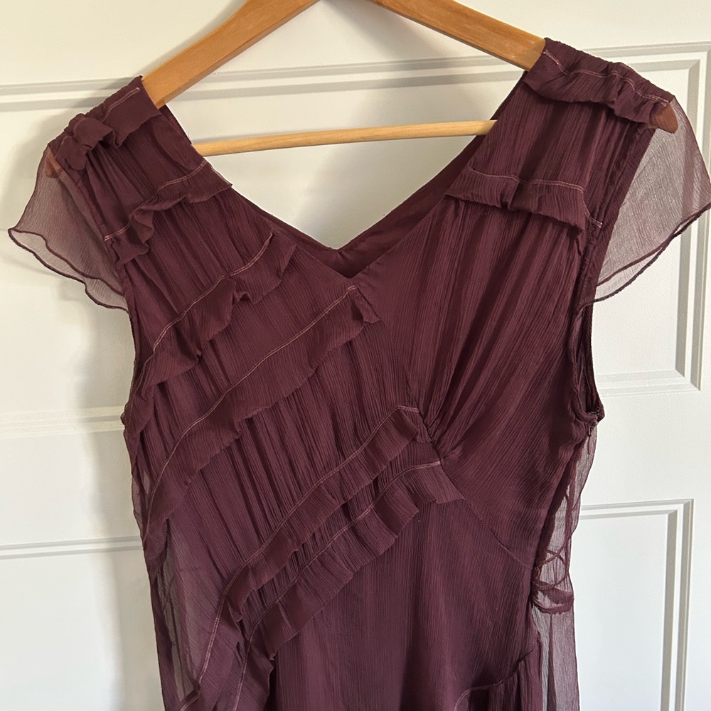 Rare Max Mara Elegant Plum Ruffle Dress